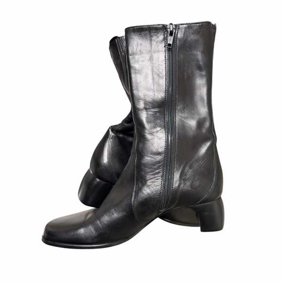 Cole Haan Black Leather Heeled Boots 7 - Picture 7 of 8